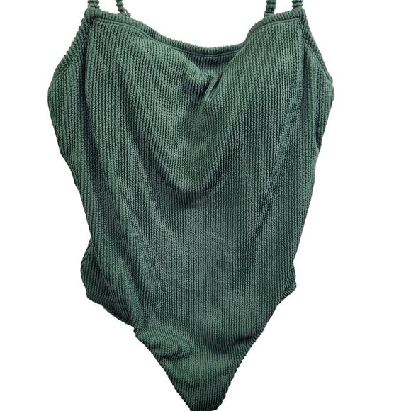 Kona Sol Women's Green Ribbed One Piece NWT Swim Suit Size XL(16) 5625-1123 - Picture 2 of 6